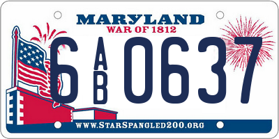 MD license plate 6AB0637