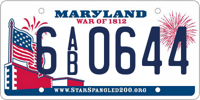 MD license plate 6AB0644