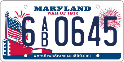MD license plate 6AB0645