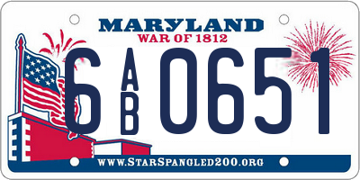MD license plate 6AB0651