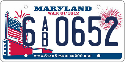 MD license plate 6AB0652