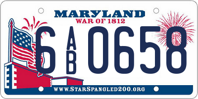 MD license plate 6AB0658