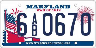 MD license plate 6AB0670