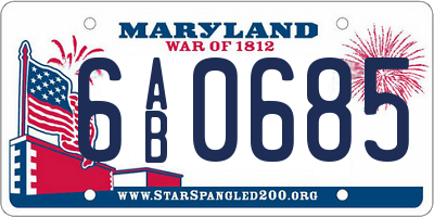 MD license plate 6AB0685