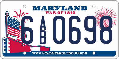 MD license plate 6AB0698