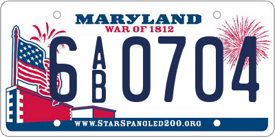 MD license plate 6AB0704