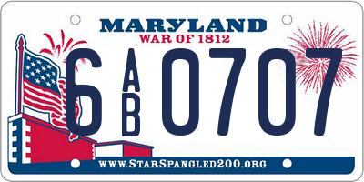 MD license plate 6AB0707