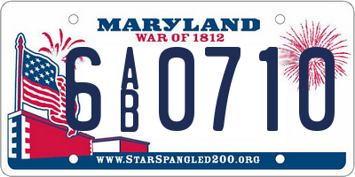 MD license plate 6AB0710