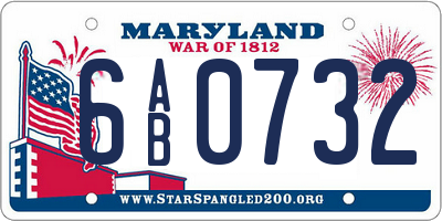 MD license plate 6AB0732