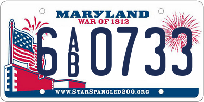 MD license plate 6AB0733