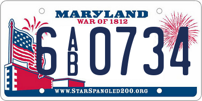 MD license plate 6AB0734