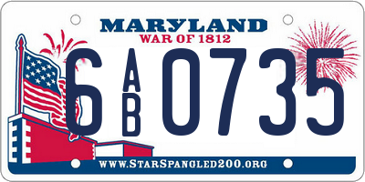 MD license plate 6AB0735
