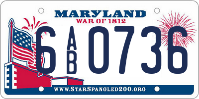 MD license plate 6AB0736