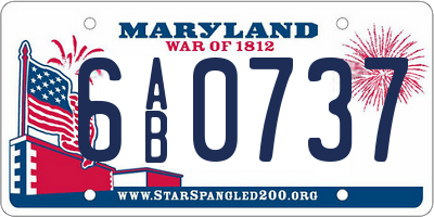MD license plate 6AB0737