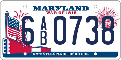 MD license plate 6AB0738