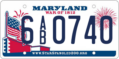 MD license plate 6AB0740