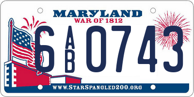 MD license plate 6AB0743