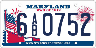 MD license plate 6AB0752