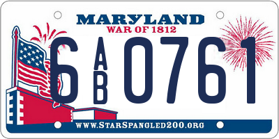 MD license plate 6AB0761