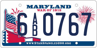 MD license plate 6AB0767