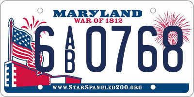 MD license plate 6AB0768
