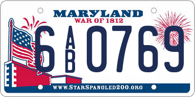 MD license plate 6AB0769