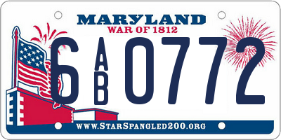 MD license plate 6AB0772