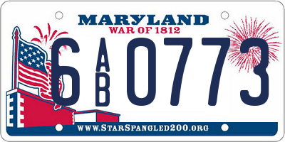MD license plate 6AB0773