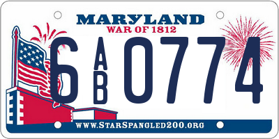 MD license plate 6AB0774
