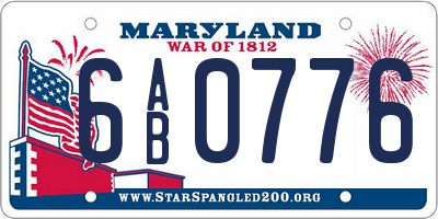 MD license plate 6AB0776