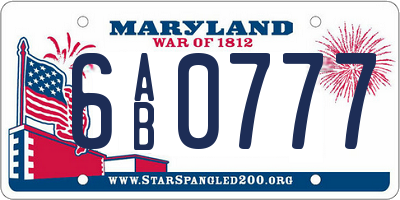 MD license plate 6AB0777