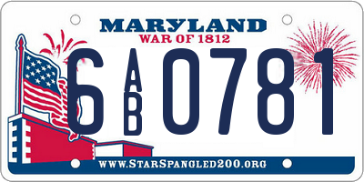 MD license plate 6AB0781