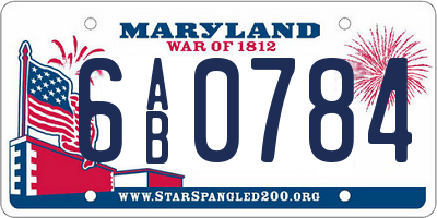 MD license plate 6AB0784