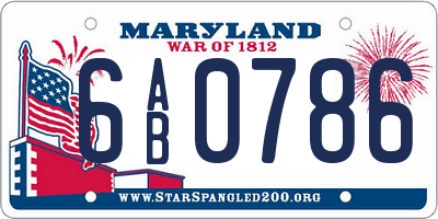 MD license plate 6AB0786