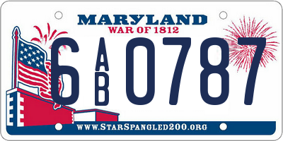 MD license plate 6AB0787