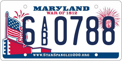 MD license plate 6AB0788
