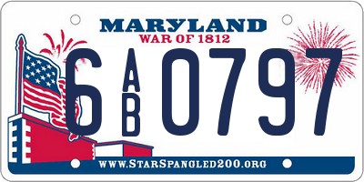 MD license plate 6AB0797