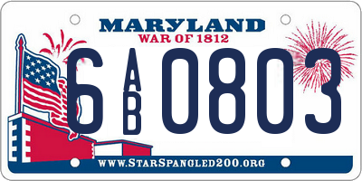 MD license plate 6AB0803