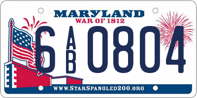 MD license plate 6AB0804