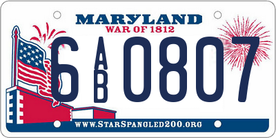 MD license plate 6AB0807