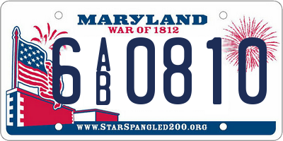 MD license plate 6AB0810