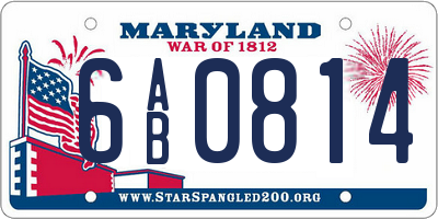 MD license plate 6AB0814