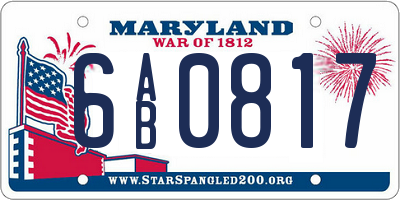 MD license plate 6AB0817