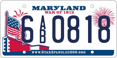 MD license plate 6AB0818