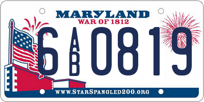 MD license plate 6AB0819