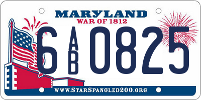 MD license plate 6AB0825
