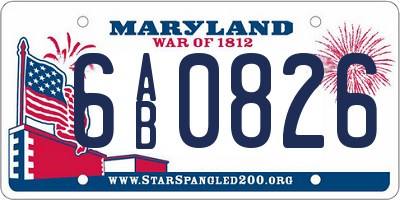 MD license plate 6AB0826