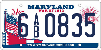MD license plate 6AB0835