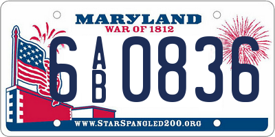 MD license plate 6AB0836