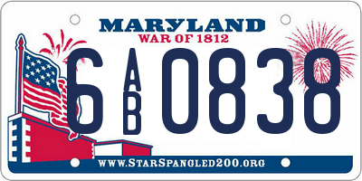 MD license plate 6AB0838